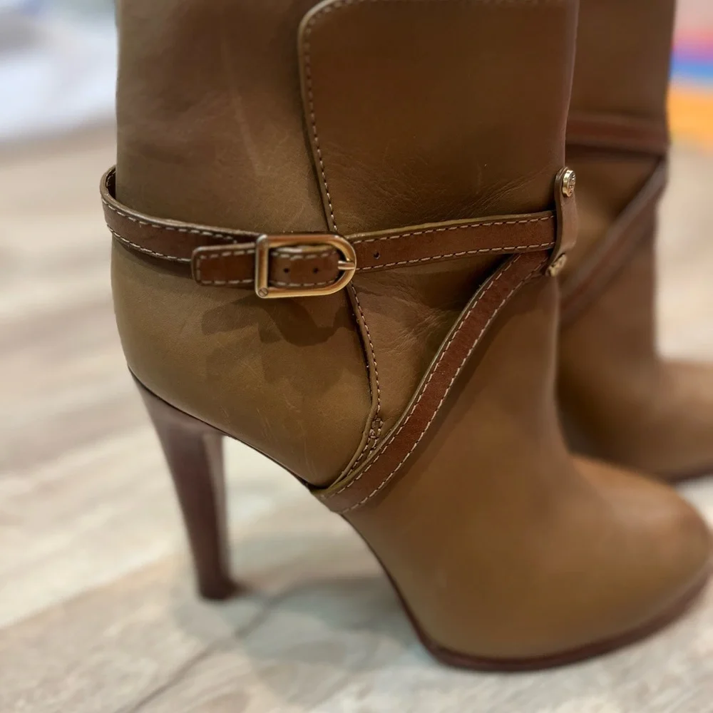 Tory Burch Cognac Dorese Leather Boot Bootie Sz 10